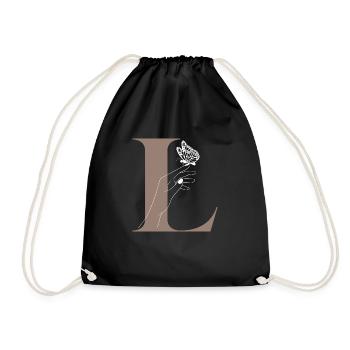 Letter L Magic Butterfly - Drawstring Bag - black - Front