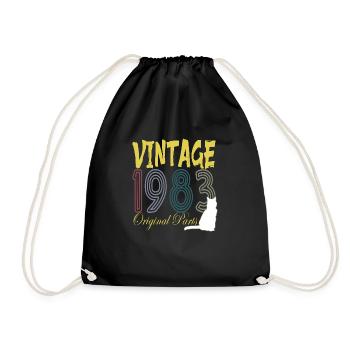 Vintage 1993 Cat sunset - Drawstring Bag - black - Front