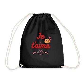 Cat Love - French I Love You - Drawstring Bag - black - Front