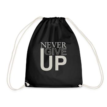NEVER GIVE UP - Turnbeutel - Schwarz - Vorne