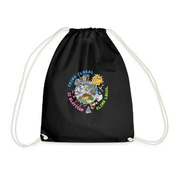Think Global Climb Local Bright Background - Drawstring Bag - black - Front