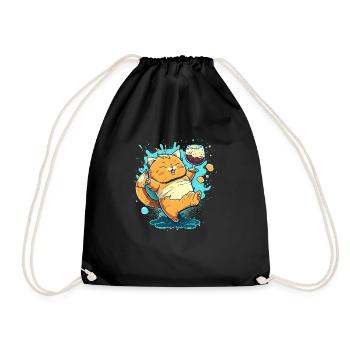 Cute drunk cartoon Cat - Turnbeutel - Schwarz - Vorne