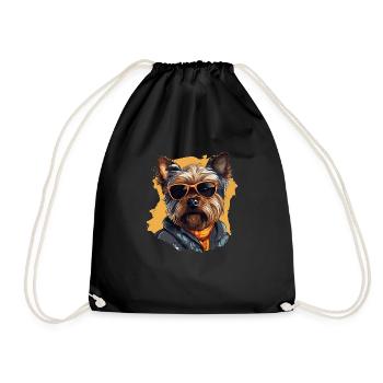 Urban Tinker: Streetwise Yorkshire Terrier Vibes - Drawstring Bag - black - Front