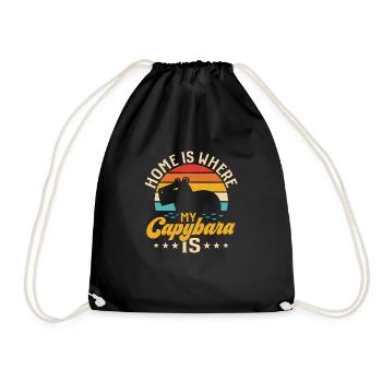 Home Is Where My Capybara Is Capibara Owner Mammal - Drawstring Bag - black - Front