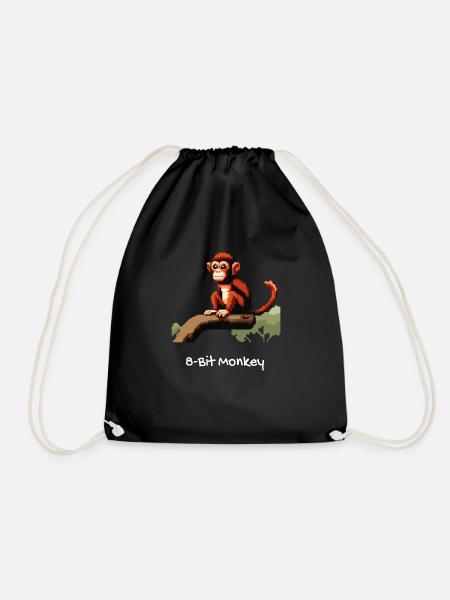 8 bit Monkey - Turnbeutel - Schwarz