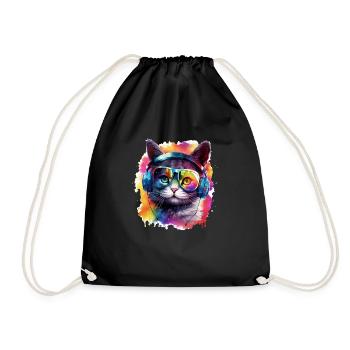Cute Baby Cat for Kids & Cats Fans, Gift - Drawstring Bag - black - Front