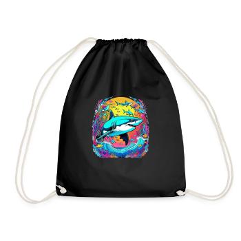 requin et coucher de soleil - Sac de sport léger - noir - Devant