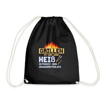 Grillen ist wie Liebe BBQ Griller Grill - Turnbeutel - Schwarz - Vorne