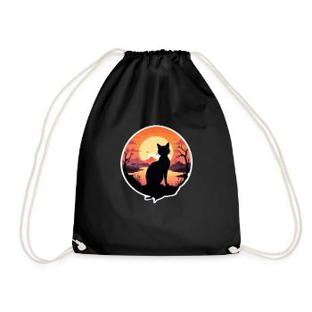 chat paysage et coucher de soleil - Sac de sport léger - noir - Devant