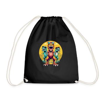 Screaming dinosaurs - Drawstring Bag - black - Front