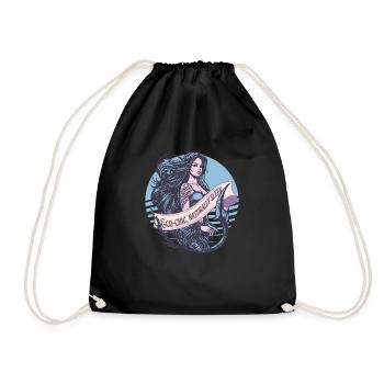 Mermaid Ocean Beach Retro Strong Naturally Beauty - Drawstring Bag - black - Front