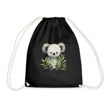 Cuddly Cub Charm: Baby Koala Tee - Drawstring Bag - black - Front