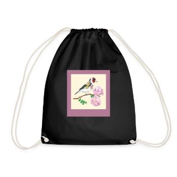 240102 Bird 3 - Drawstring Bag - black - Front