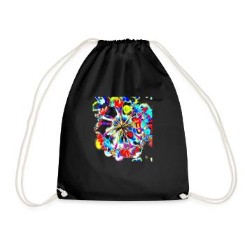 Colorful Floral T-Shirt, Trend Shirt, Cool, A733464 - Drawstring Bag - black - Front