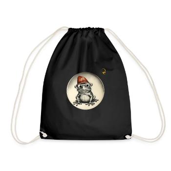 FROSCH MIT BRILLE - Turnbeutel - Schwarz - Vorne
