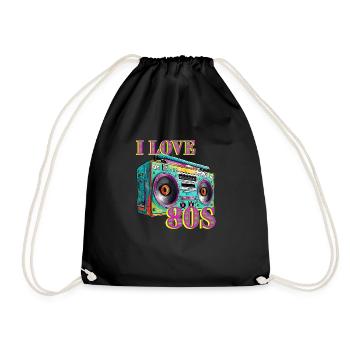 80 ' s Party Outfit Costume rétro Vintage - Sac de sport léger - noir - Devant