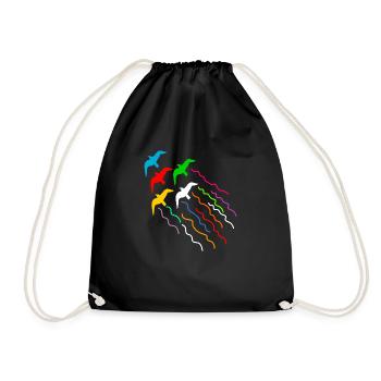 magical flying birds with trail - Drawstring Bag - black - Front