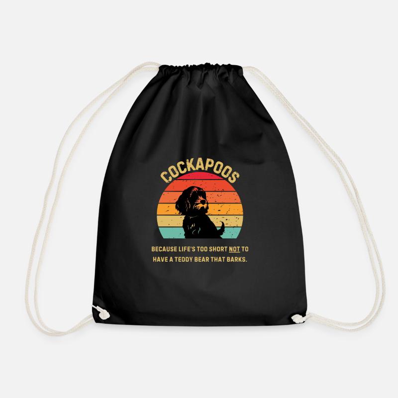 Cockapoo Retro Sunset - Drawstring Bag - black