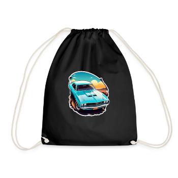 voiture vintage couché de soleil - Sac de sport léger - noir - Devant