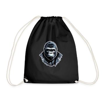 Gorilla mit Goldkette - Turnbeutel - Schwarz - Vorne