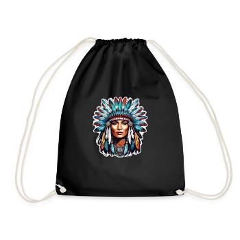 Indian- Native American - USA - Drawstring Bag - black - Front