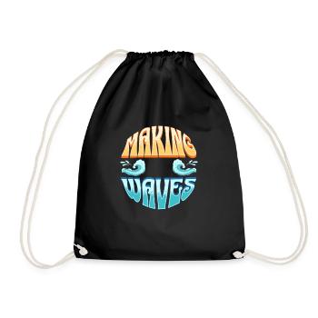 Beach Ocean Surfing Retro Surfers Sea Waves Summer - Turnbeutel - Schwarz - Vorne