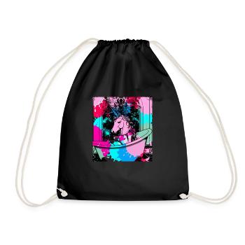 Einhorn, Graffiti, Badezimmer, Bad, Malerei, bunt - Turnbeutel - Schwarz - Vorne