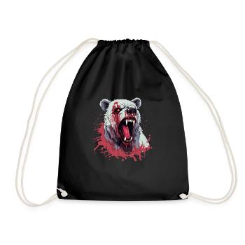 bear, animal, beast, wildlife, animal, blood, art, art, - Drawstring Bag - black - Front