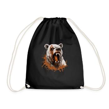bear, animal, beast, wildlife, animal, blood, art, art, - Drawstring Bag - black - Front