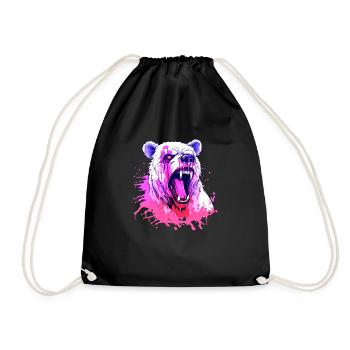 bear, animal, beast, wildlife, animal, blood, art, art, - Drawstring Bag - black - Front
