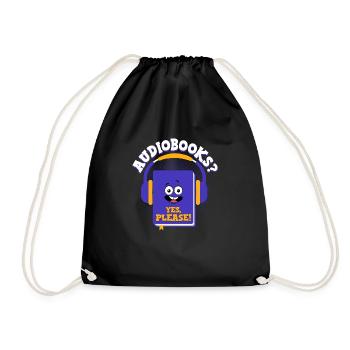 Earpiece Escape: Conversations with Audiobooks - Drawstring Bag - black - Front