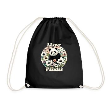 I Love Pandas - Drawstring Bag - black - Front