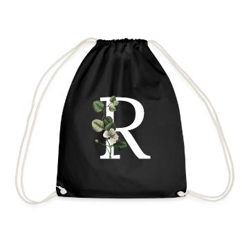 lettre r botanique vert - Sac de sport léger - noir - Devant