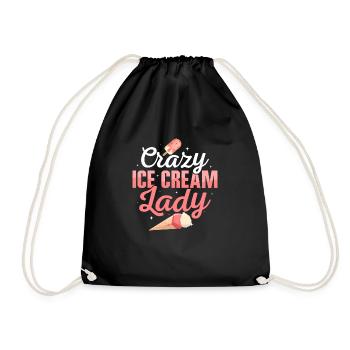 Crazy Ice Cream Lady Cone Scoop Summer - Drawstring Bag - black - Front