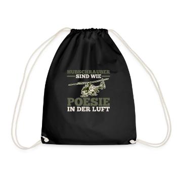 Pilot Helikopter Hubschrauber - Turnbeutel - Schwarz - Vorne