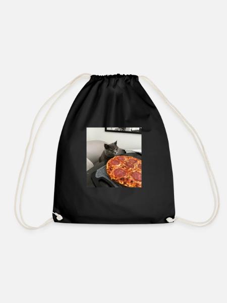 Katzenpizza-Träume - Turnbeutel - Schwarz