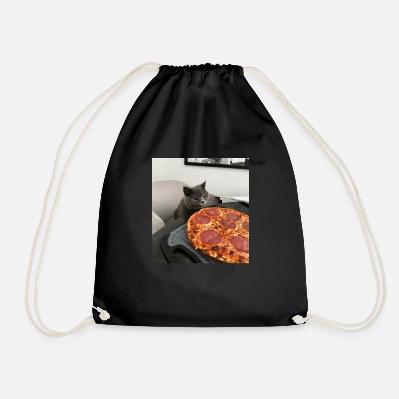 Katzenpizza-Träume - Turnbeutel - Schwarz