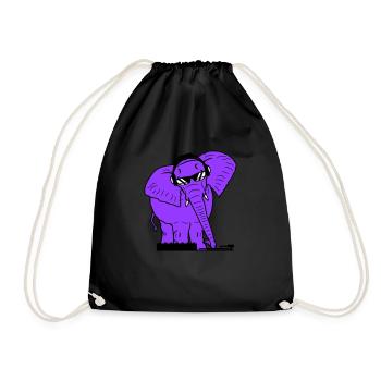 Lustiger Elefant Rosarot DJ Mischpult Party Musik - Turnbeutel - Schwarz - Vorne
