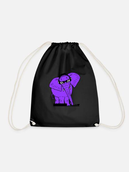 Lustiger Elefant Rosarot DJ Mischpult Party Musik - Turnbeutel - Schwarz