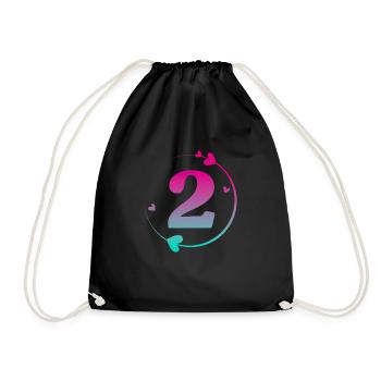 2nd Birthday Colorful Heart Circle - Drawstring Bag - black - Front