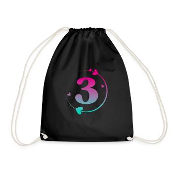 3rd Birthday Colorful Heart Circle - Drawstring Bag - black - Front