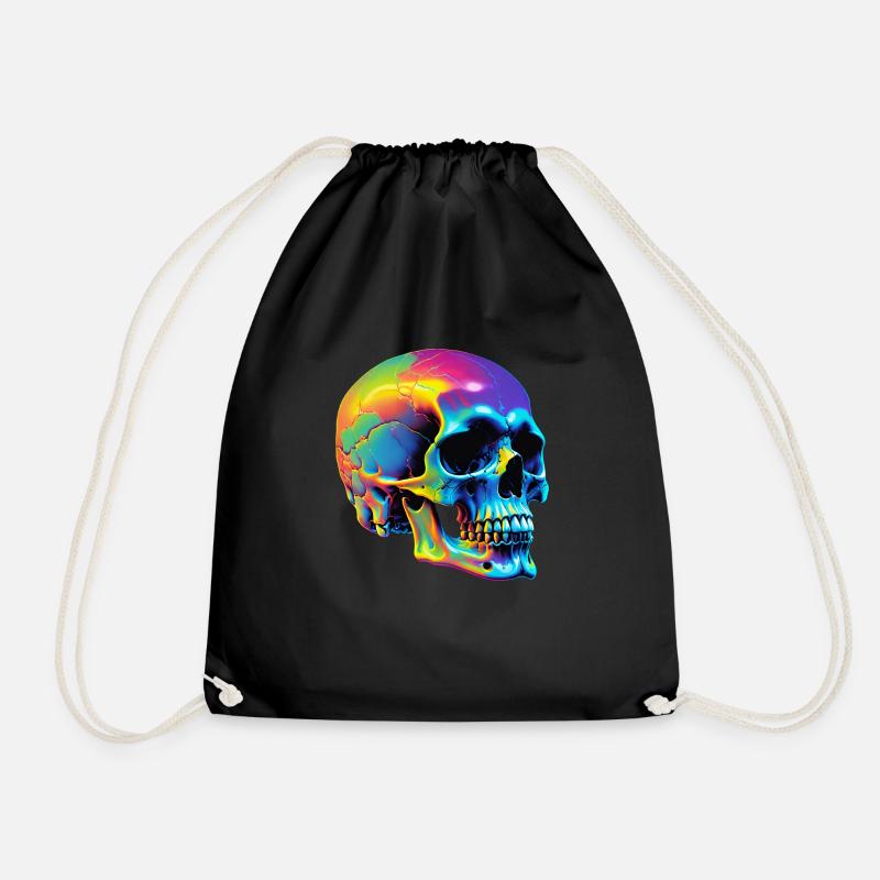 Skull - Drawstring Bag - black