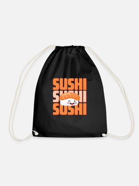Design inspired by Japanese sushi - Drawstring Bag - black