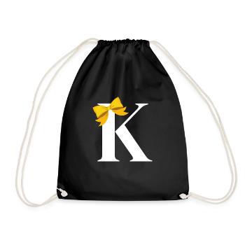 Letter k yellow bow - Drawstring Bag - black - Front