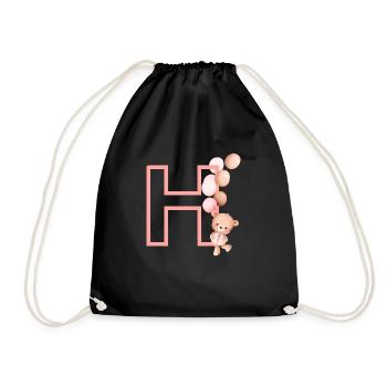 Lettre h rose ours - Sac de sport léger - noir - Devant