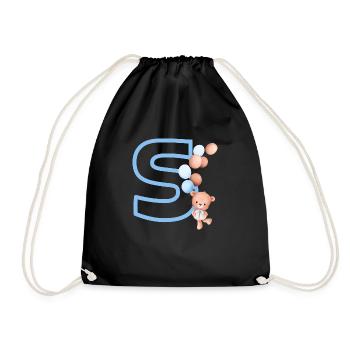 Lettre s bleue ours - Sac de sport léger - noir - Devant