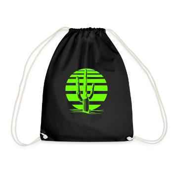 Cactus, désert, coucher de soleil, soir, nuit, cactus - Sac de sport léger - noir - Devant