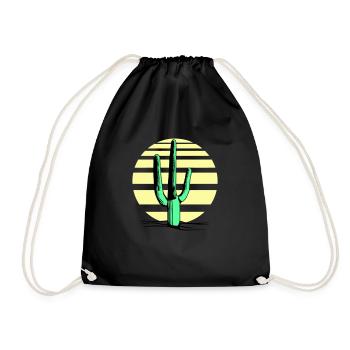 Cactus Desert Sunset Evening Night Cacti - Drawstring Bag - black - Front