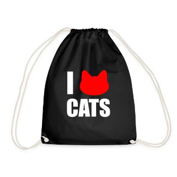 Ich liebe Katzen - Turnbeutel - Schwarz - Vorne