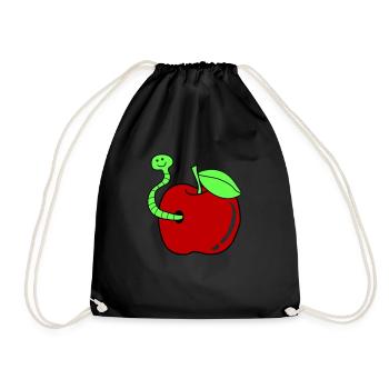 wurm apfel - Turnbeutel - Schwarz - Vorne